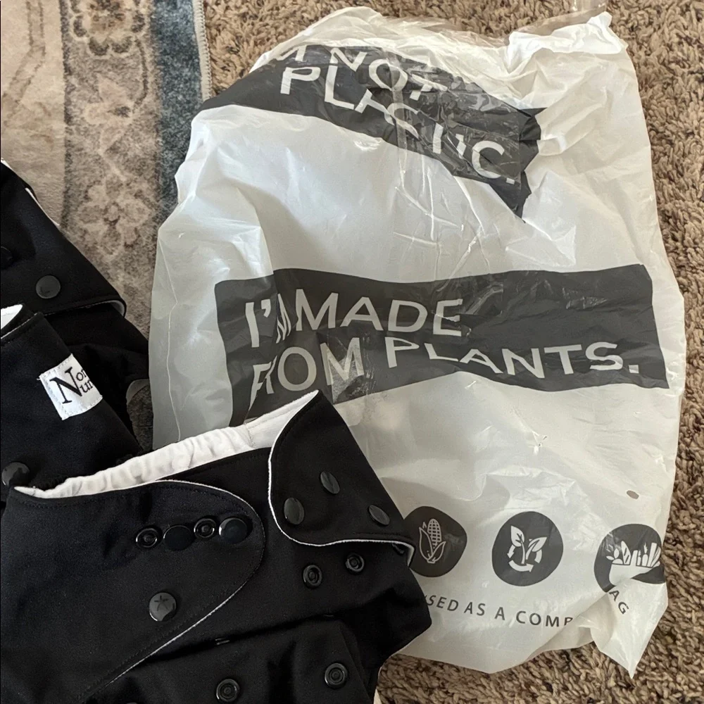 Nora's Nursery Cloth Diapers 7 Pack w/ 7 Inserts & 1 Wet Bag One Size-Black Tie